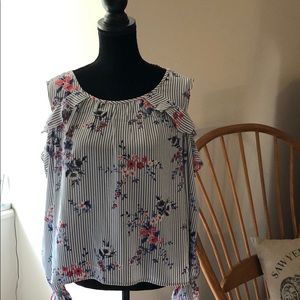 Cold Shoulder Floral Blouse